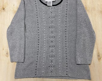 Vintage Lightweight Knit Pullover Sweater Evan Picone Womens Small Gray Top