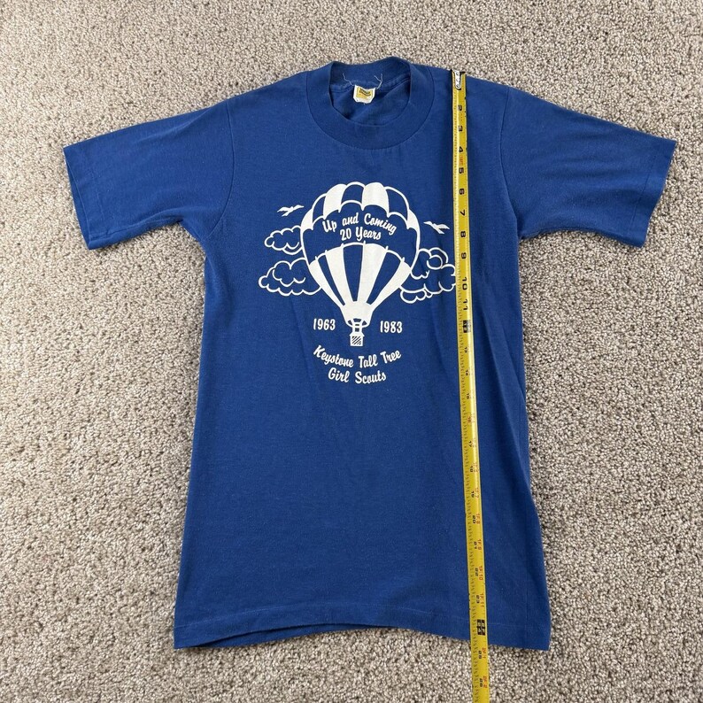Vintage 80s Girl Scouts Velva Sheen Shirt Mens Small Blue Balloon Tee T-Shirt image 6