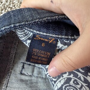 Y2K Seven7 Bootcut Jeans Women 8 Med Wash Blue Stretch Denim Embroidered Pockets image 5
