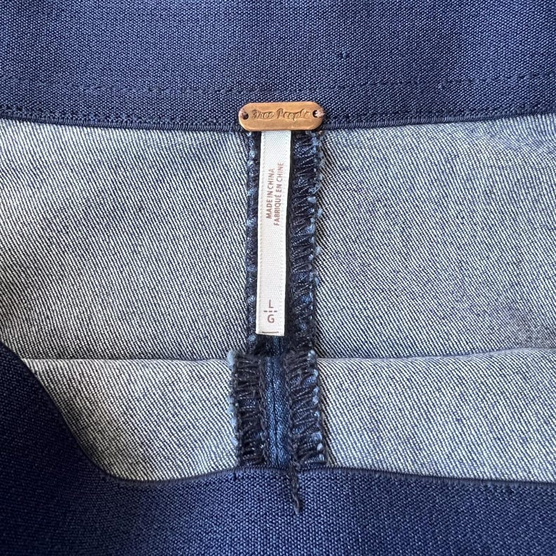 Free People Denim Skirt Womens Large Jean Mini Slit Stretch Casual Y2k image 2