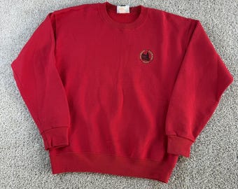 Vintage Lee Sweatshirt Mens Large Red Fleece Jackpot Express Club USA Graphic