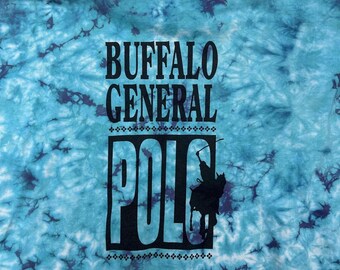Vintage Buffalo General Polo Fruit Of The Loom Shirt Mens 3XL Blue Tie Dye Tee