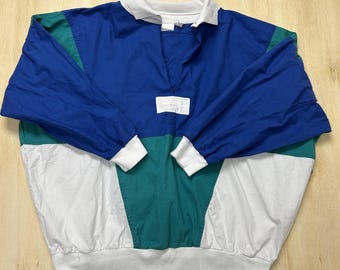 Vintage Bachrach Polo Shirt Mens XL Colorblock Rugby Long Sleeve 100% Cotton 90s