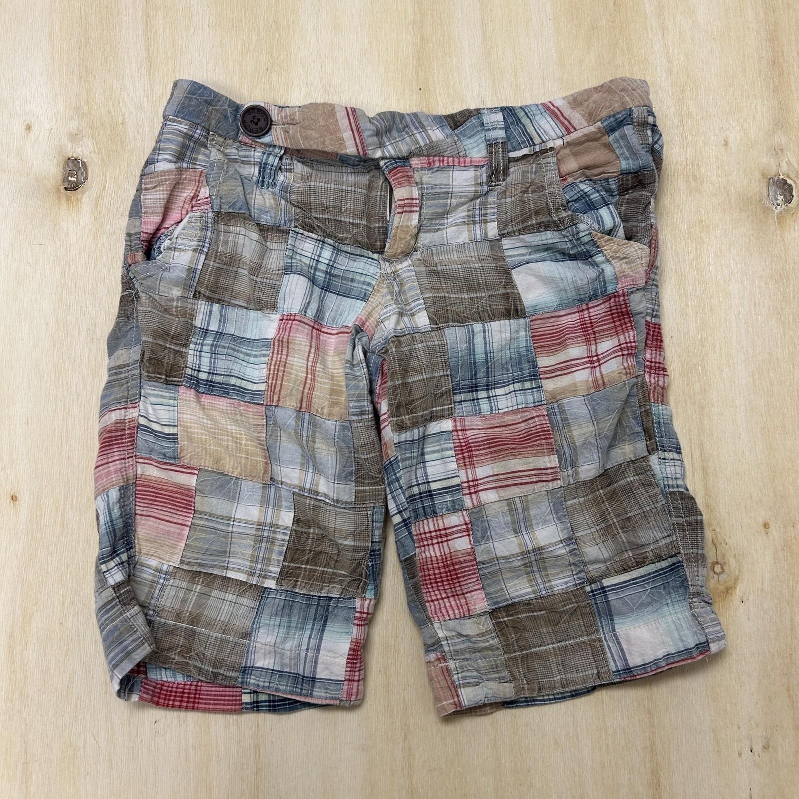 Y2K Be Bop Bermuda Shorts Womens 3 Multicolor Madras Patchwork Cotton Summer