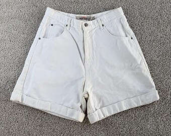 Vintage 90s High Sierra Shorts Womens 14 White Mom High Rise Denim Cuffed Casual