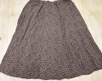 Vintage 90s Cathy Daniels Skirt Womens 2X Brown Animal Print A-Line Long Stretch