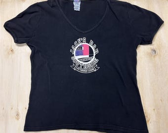 Vintage Jack's Bar Southside Avanti Shirt Womens XL Black Pittsburgh Tee T-Shirt
