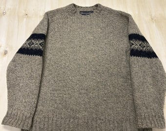 Jersey vintage de Abercrombie & Fitch para hombre, talla grande, color beige, estampado Fair Isle, punto grueso de lana.