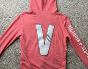 Felpa con cappuccio Victoria's Secret Y2K da donna, taglia M, rosa, con zip intera e logo in spugna.