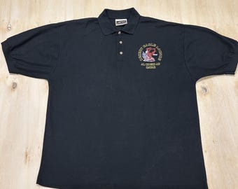 Vintage pikétröja herr XL svart Desert Eagle Lounge Qatar Militär broderad