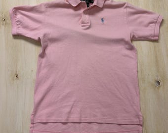 Vintage 90s Polo Ralph Lauren Polo Shirt Boys 20 Pink Short Sleeve Made In USA