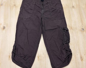 Y2K Calvin Klein Jeans Capri Pants Womens 8 Brown Twill Cargo Crop Pockets
