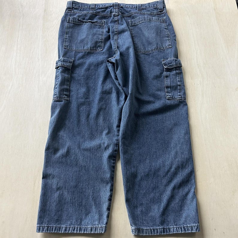 Y2K Wrangler Jeans Mens 40x30 Medium Wash Denim Relaxed Straight Cargo 70LGWDS image 3