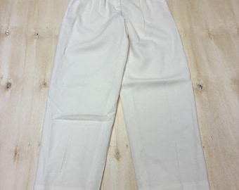 Vintage BICE Dress Pants Womens 10 White Wool Crepe Pleated Lined USA Career