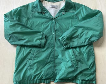 Chaqueta Vintage Current Seen para hombre, talla grande, verde, cortavientos con botones a presión, forrada y ligera.
