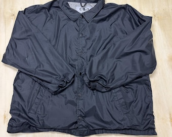 Vintage Athletic Works Jacket Mens XL Black Snap Windbreaker Lined Lightweight