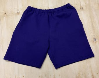 Vintage 90s Sweat Shorts Mens Small Purple Elastic Waist Athleisure Loungewear