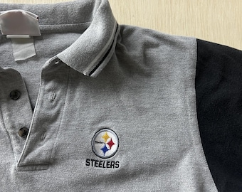 Koszulka męska Vintage Pittsburgh Steelers, średnia, szaro-czarna, NFL Football, NFL Polo