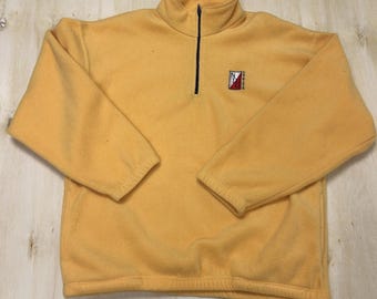 Chaqueta universitaria vintage para hombre, talla grande, amarilla, con cremallera de 1/4, de forro polar, Patriots USA