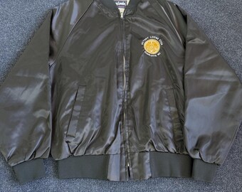 Vintage King Louie Jacket Mens Large Black Nylon Bomber Full Zip Victory Lodge