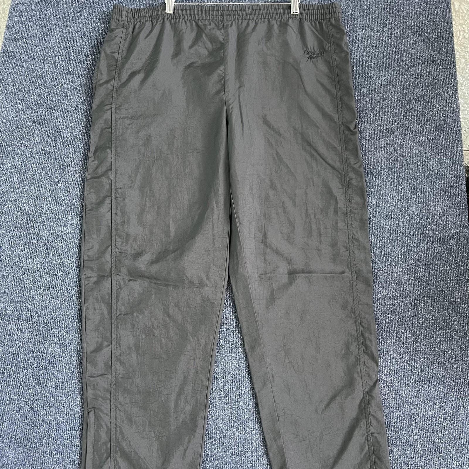 Reebok, Vintage 90s Reebok Track Pants Mens Large Black Zip Ankle Elastic Waist Pockets