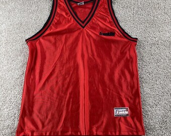 Vintage Franklin Sports Tank Top Mens Large Red Basketball Jersey Athletic Gym