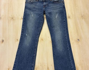 Y2K Guess Jeans Womens Size 30 Medium Wash Blue Low Rise Daredevil Bootcut Denim