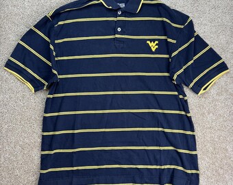 Polo Y2K West Virginia Mountaineers Homme XL Bleu NCAA Football CS Rayé