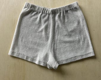 Vintage Terry Cloth Sweat Shorts Womens Medium Gray Elastic Waist Lounge Casual