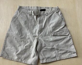 Pantalones cortos cargo vintage OshKosh B'gosh para hombre, talla 34, lona beige, largo de entrepierna de 7 pulgadas.