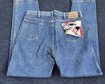 Vintage Wrangler Jeans Herren 36x32 Blau Regular Fit Stone Washed Made USA 90er Jahre