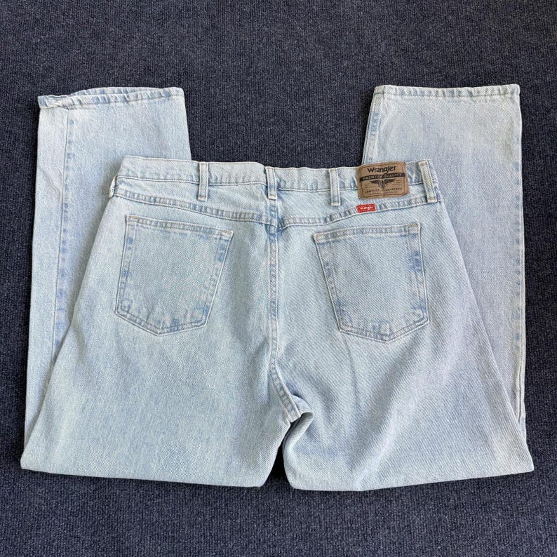 Y2K Wrangler Jeans Mens 36x29 Light Wash Blue Denim Straight Regular Casual image 1