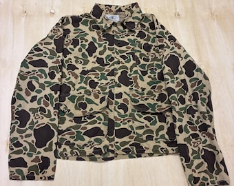 Vintage Black Sheep Jacket Mens Medium Green Camo Hunting Cotton Canvas Military