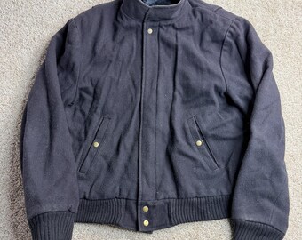 Vintage Sound Barrier Jacket Mens 44 Blue Wool Bomber Full Zip Lined Workwear