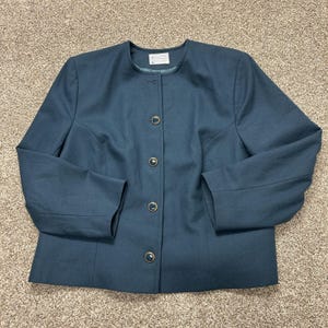 Vintage Pendleton Blazer aus blauer Wolle, Damen, Größe L, gefüttert, USA-Qualität, 4 Knöpfe, Karriere