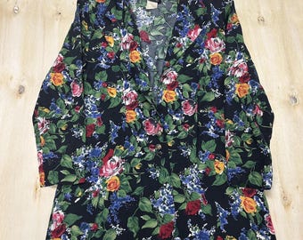 Veste blazer La Belle Fashions vintage pour femme, 2 boutons fleuris multicolores