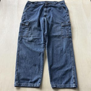 Y2K Wrangler Jeans Mens 40x30 Medium Wash Denim Relaxed Straight Cargo 70LGWDS image 1