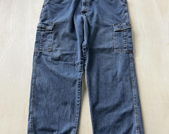 Y2K Wrangler Jeans Mens 40x30 Medium Wash Denim Relaxed Straight Cargo 70LGWDS