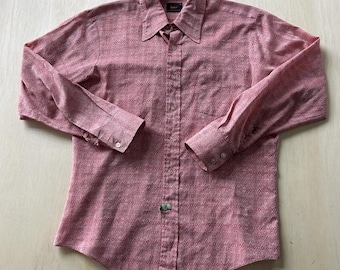 Vintage Hemd zum Hemden 15.5 32/33 Rosa Geometrische Form Niemals bügeln Lange Ärmel 15,5 32/33