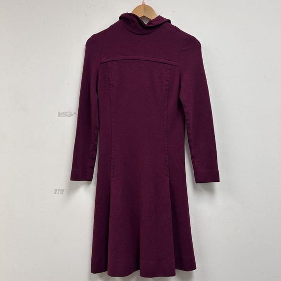 womens sweater dress knee length Vintage Luminetta Small Purple Mock Neck karuna