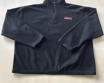 Y2K Espn The Magazine Sweatshirt Herren XL Schwarz 1/4 Zip Fleece Pullover Stehkragen