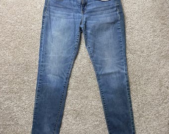 Y2K American Eagle Jegging Jeans Womens 12 Medium Wash Blue Super Stretch Denim