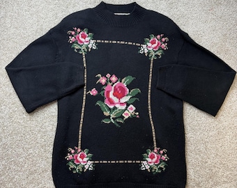 Vintage Chinawear By Worsley Sweater Womens Large Black Mock Neck Pullover