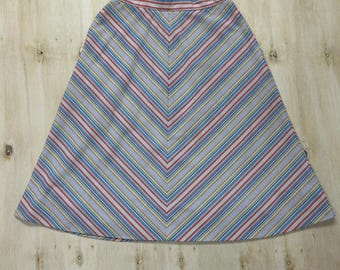 Vintage Personal Skirt Womens 10 Multicolor Striped A-Line Knee Length Retro