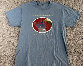 ヴィンテージ スクリーミン・チーター ウィーリーズ シャツ メンズ ラージ ブルー ビッグホイール Tシャツ