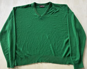 ヴィンテージ ドラモンド セーター メンズ 3XL グリーン Vネック 超ソフト タイトニット プルオーバー