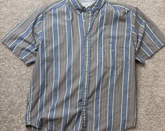 Camisa vintage Britannia para hombre, talla grande, multicolor, a rayas, manga corta, con botones.