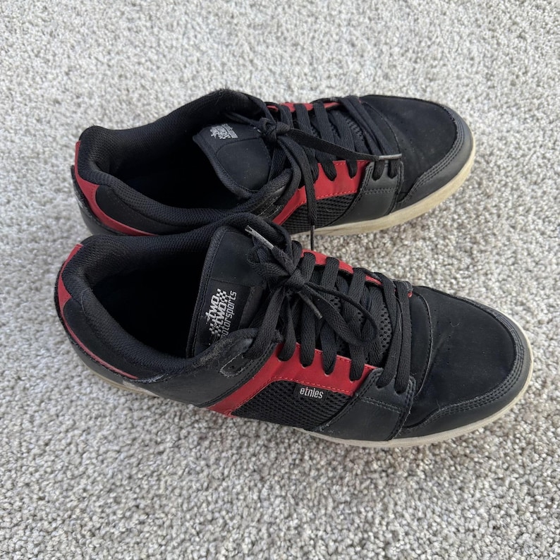 Y2K Etnies Chad Reed Rockfield Shoes Mens Size 12 Black Red Skateboarding Skate image 4