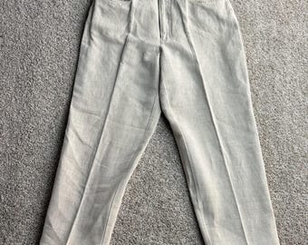 Pantalones vintage L.L. Bean para mujer, talla 12P Petite, color beige, lino, pierna recta, color caqui, sarga.
