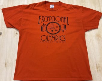Vintage Exceptional Olympics Shirt Mens 2XL Orange Canton Schools Tee T-Shirt